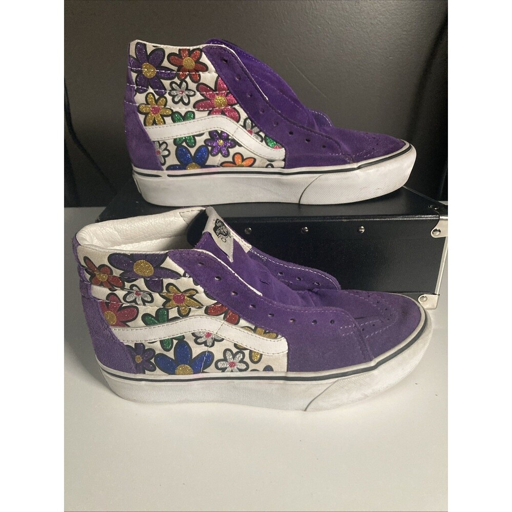 Vans Off The Wall Glitter Daisies Purple Sneakers (Women's Size 7.5/M 6) Shoes